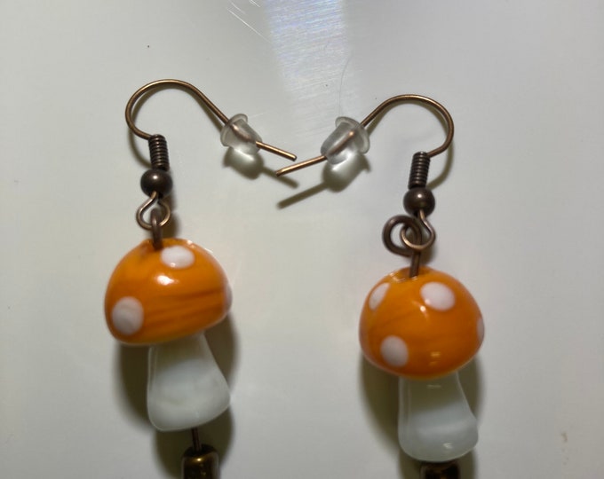 Glass mushroom earrings