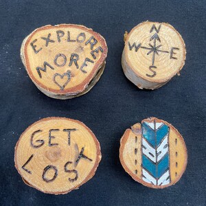 Free hand Wood burnt magnets