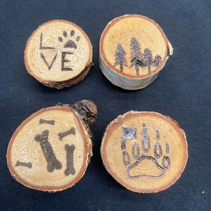 Free hand Wood burnt magnets
