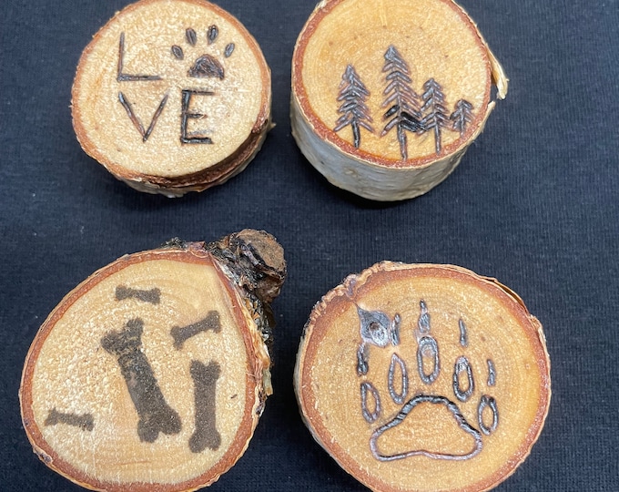 Free hand Wood burnt magnets