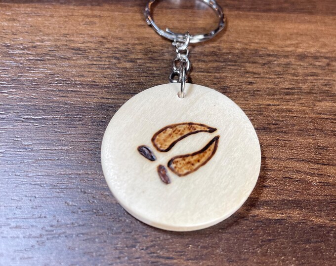 Deer tracks Wood burnt and painted by hand keychain!
