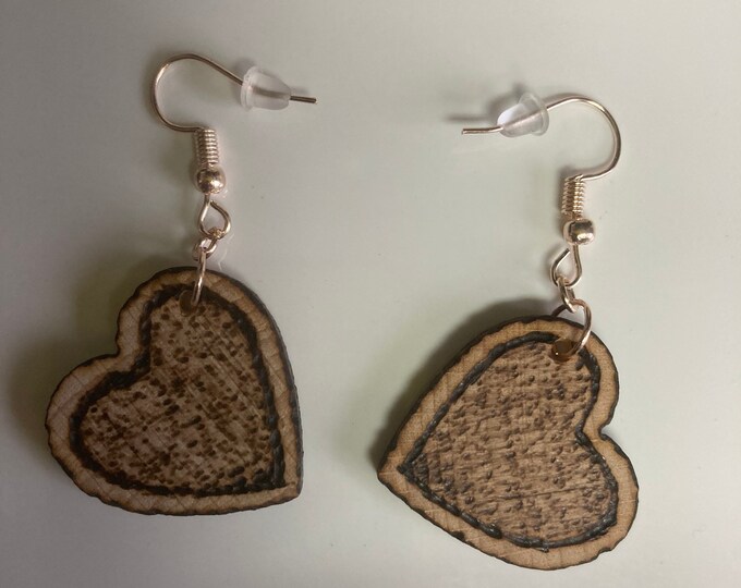 Wooden heart earrings