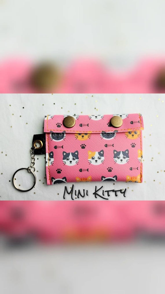 Kawaii Kitty Keychain Wallet: Faux Leather Coin Purse
