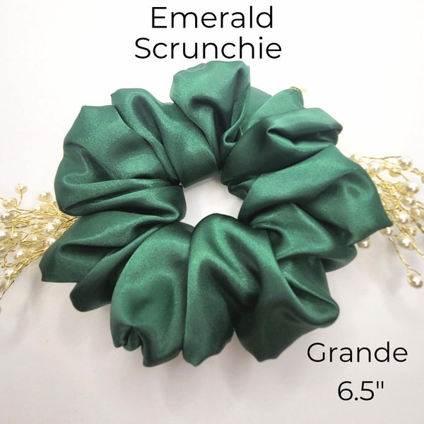 Emerald Green Jumbo Satin Scrunchie