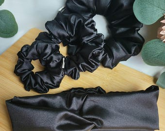 Black Satin bridal handmade hair accessories
