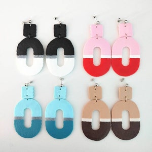 Mod Oval Perler Bead Statement Earrings Geometric Earrings