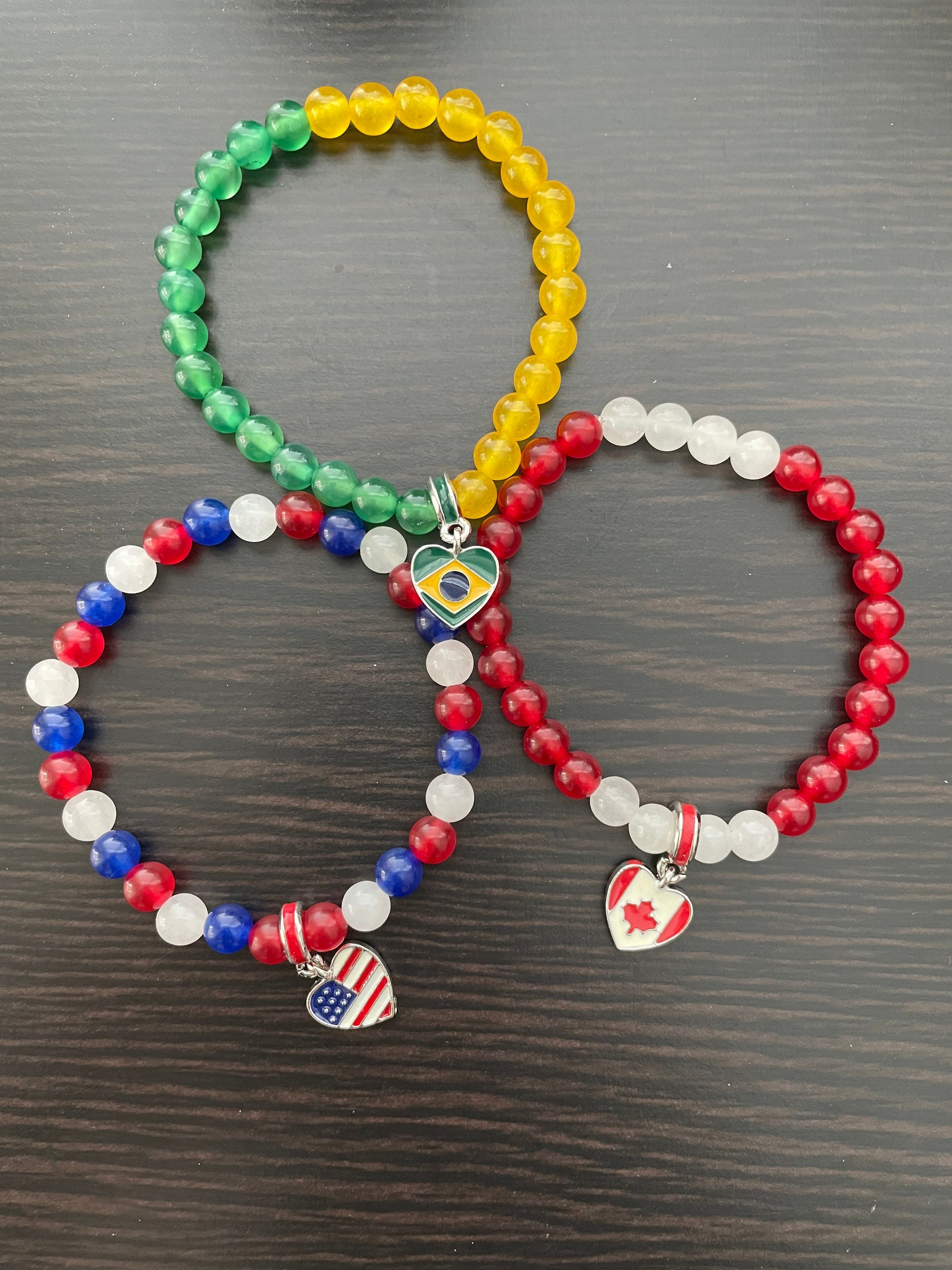 Pulseras con cuentas de encanto de bandera bandera brasileña Etsy