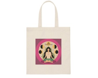 Meditating Logo, Medium Size, Canvas Tote Bag.