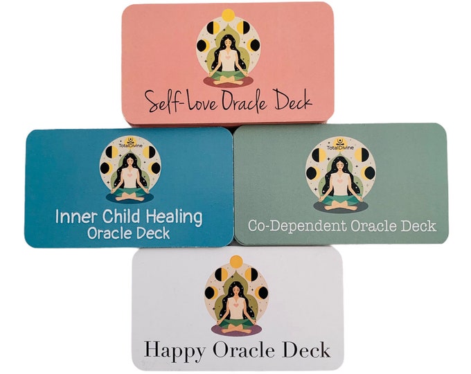 Self-Love, Inner Child Healing, Co-Dependent and Happy Oracle Decks (4 total travel size).