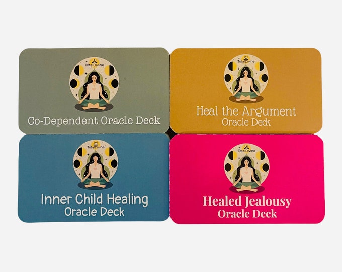 Co-Dependent, Heal the Argument, Inner Child, & Healed Jealousy Oracle Decks (4 total travel size).
