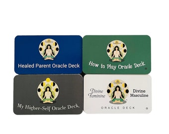 Healed Parent, How to Play, My Higher-Self and Divine Feminine & Divine Masculine Oracle Decks (4 total, travel sizes).