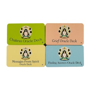Chakras, Messages From Spirit, Grief, and Finding Answers Oracle Decks (4 total travel size).