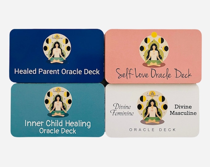 Healed Parent, Self-Love, Inner Child Healing and Divine Feminine & Divine Masculine Oracle Decks (4 total~ Travel Size).