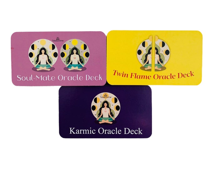 Soul-Mate, Twin Flame and Karmic Oracle Decks~ Relationship Bundle. (3 total travel size).