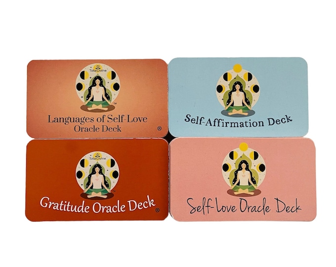 Languages of Self-Love, Self-Affirmations, Gratitude & Self-Love Oracle Decks (4 total travel size).