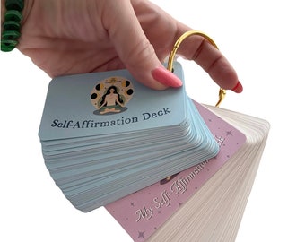 Self-Affirmation & My Self-Affirmation Decks with Gold Travel Ring (Travel Size Decks).