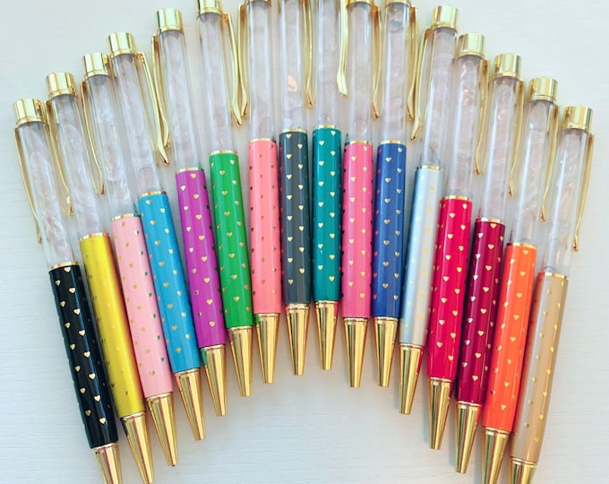 Cute Heart Metal~ Black Ink Ballpoint Pen with Crystals (1 Pen).