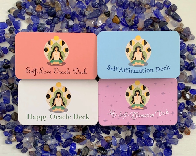 Self-Love, Self-Affirmation, My Self-Affirmation & Happy Decks (4 total, travel sizes).