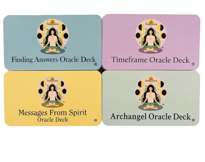Finding Answers, Timeframe, Messages From Spirit & Archangel Oracle Decks (4 total, travel sizes).