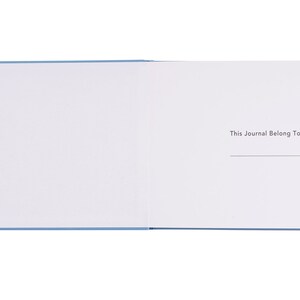 May include: A blank blue journal with the text "This Journal Belong To:" printed on the right page.