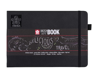 Sakura Sketchbook 80 Sheets 140g Black Pages - 21 X 14.8 CM Hardnack Black Cover Notebook