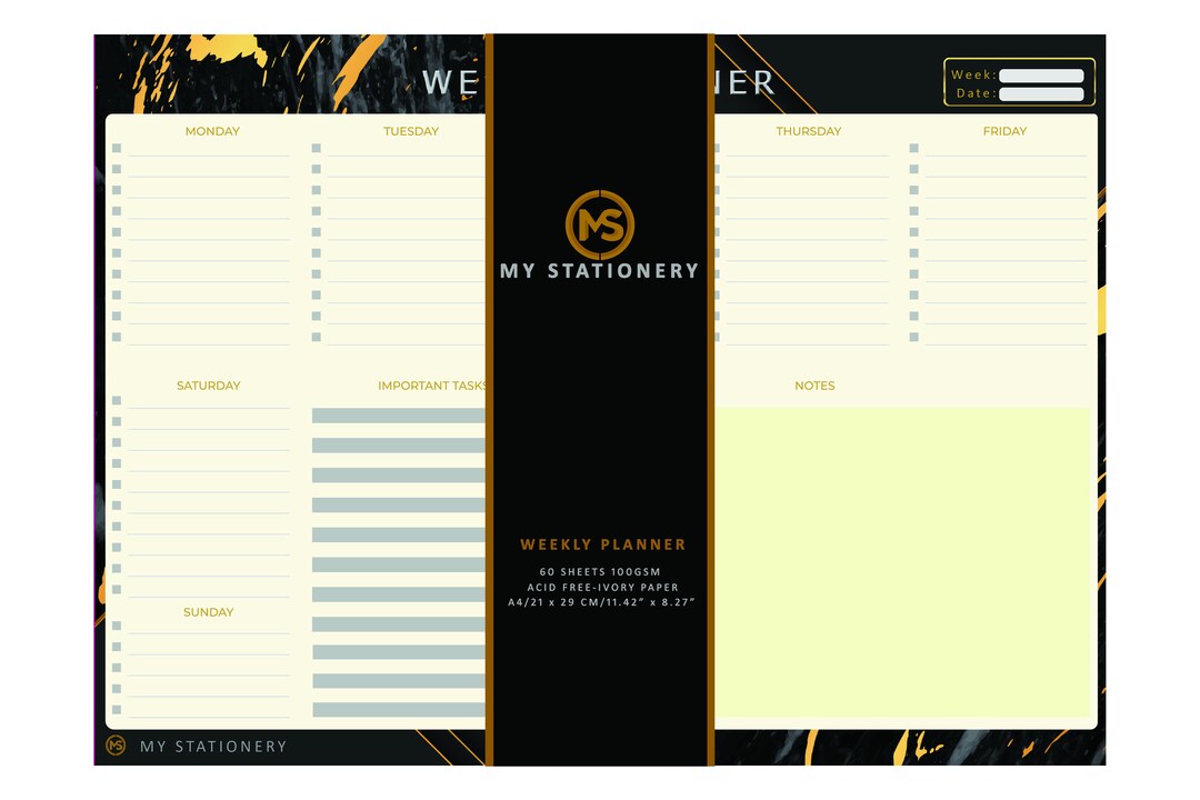 A4 Weekly Planner Desk Pad 60 Sheets 100gsm Ivory Paper - Tear off ...