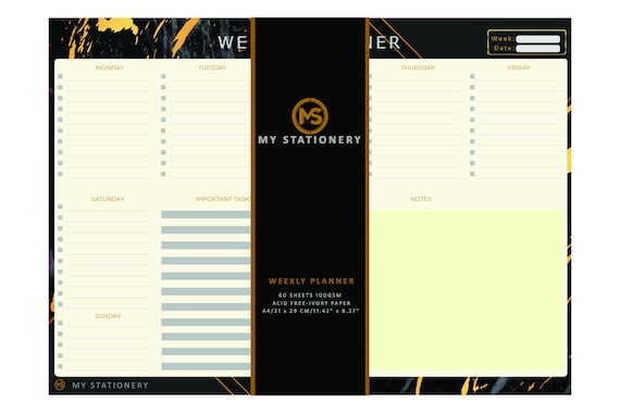 A4 Weekly Planner Desk Pad 60 Sheets 100Gsm Ivory Paper - Tear Off Leaves Pad – FSC Approved Paper