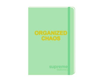 A5 Notebook Lined Pages PU Leather Hardback Medium Journal New Notepad Ruled Pages 100gsm White Paper Note Book Pad- Organized Chaos