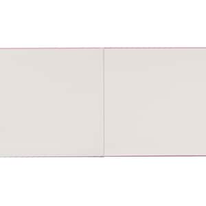 May include: A blank, white, two-page, pink-edged, hardcover notebook.