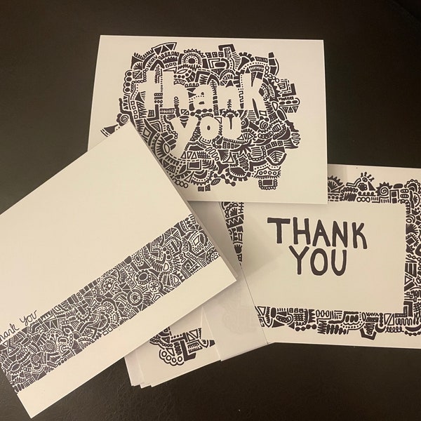 Zentangle Thank You Cards Etsy