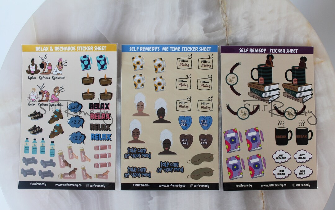 Relax Stickers, Self Care Sticker Sheet, Relax and Recharge Sticker ...