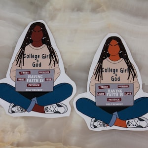 College Girl Sticker, University Student Sticker, Dorm Room Decor, Laptop Decal, College Life Gift, Sticker for Her
