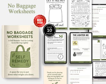 No Baggage Worksheets | Self Care Remedy for Letting Go | Healing, Mindfulness, Forgiveness, Personal Growth, Mental Health Tool.