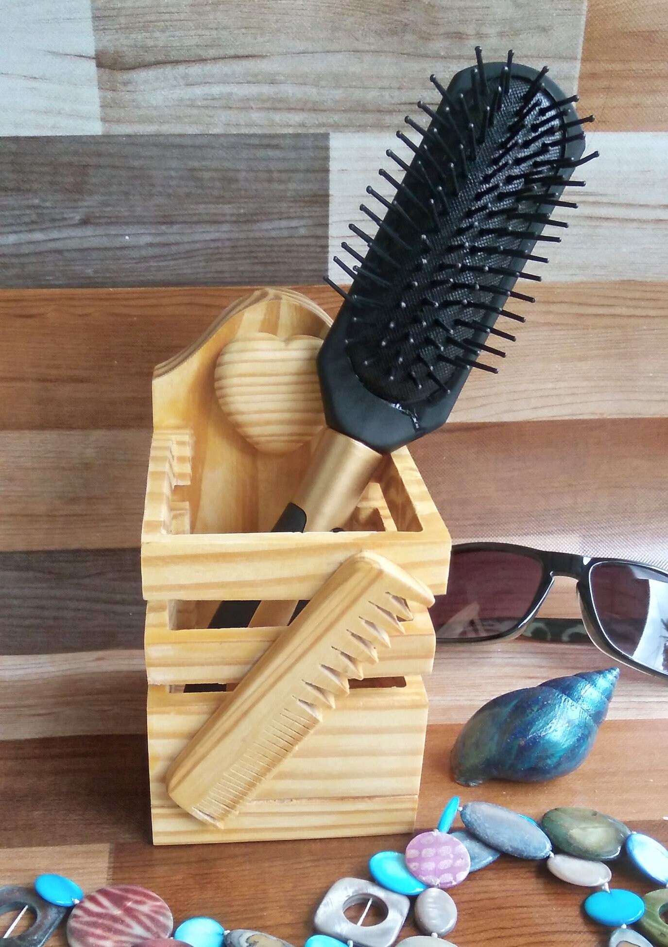 Hair brush comb holder décor desk organizer Makeup holder box Etsy