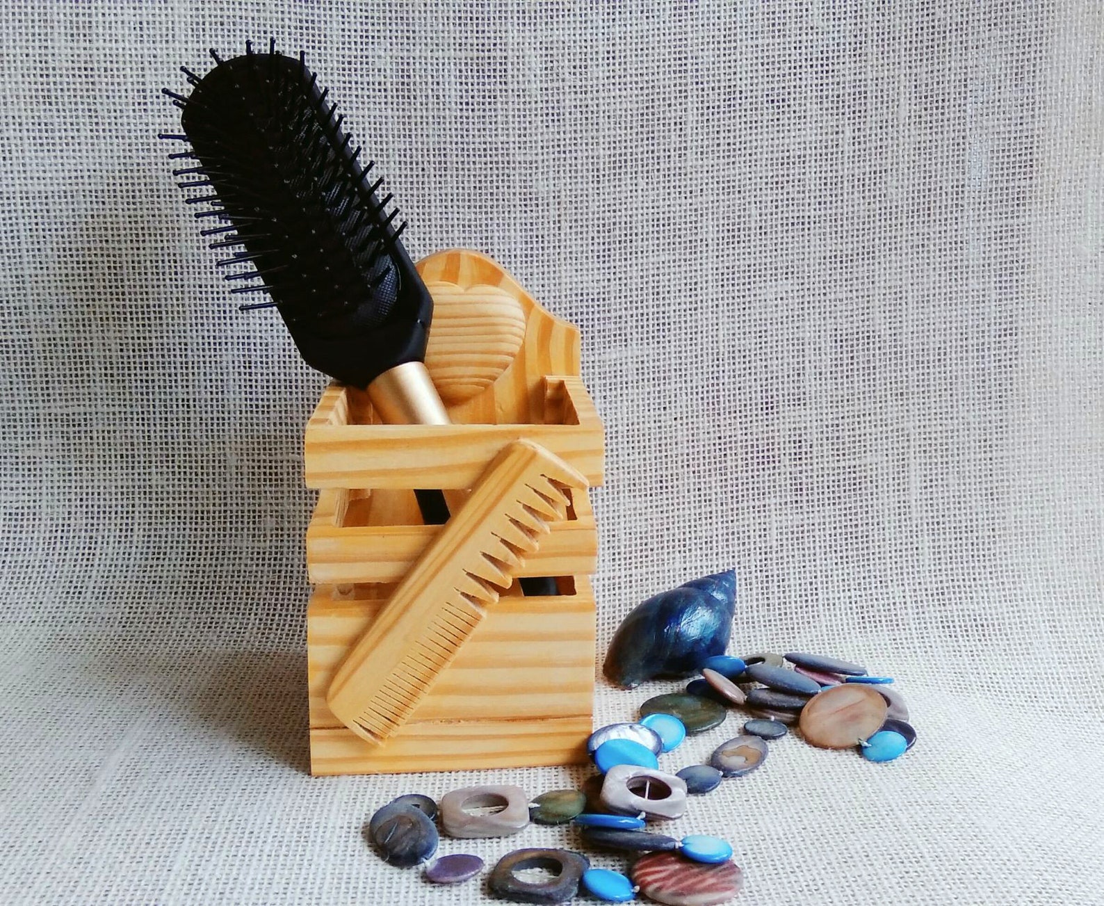 Hair brush comb holder décor desk organizer Makeup holder box Etsy