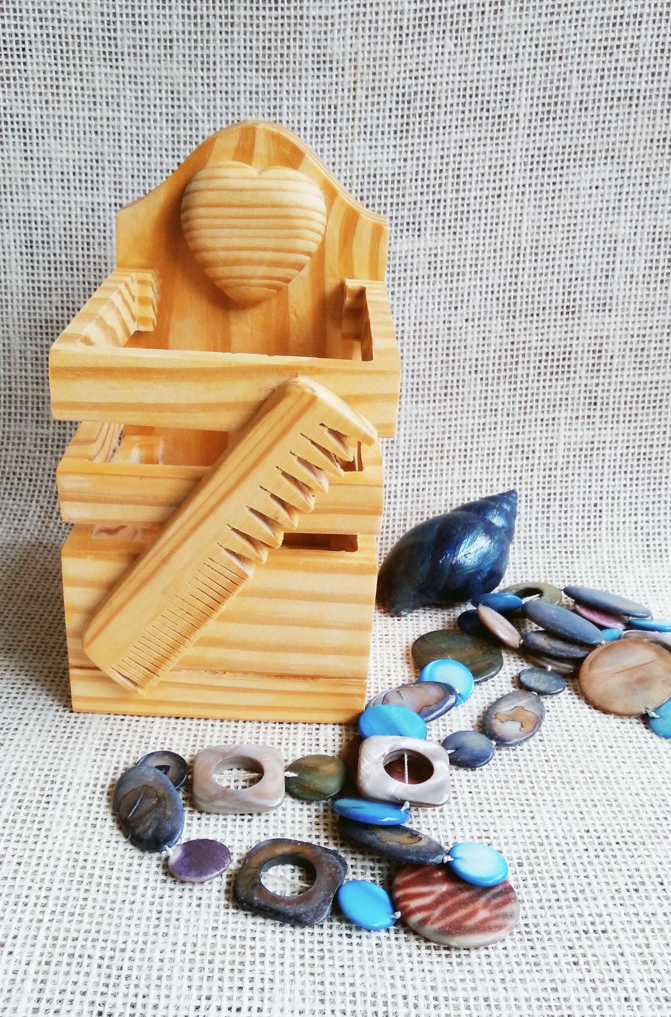 Hair brush comb holder décor desk organizer Makeup holder box Etsy