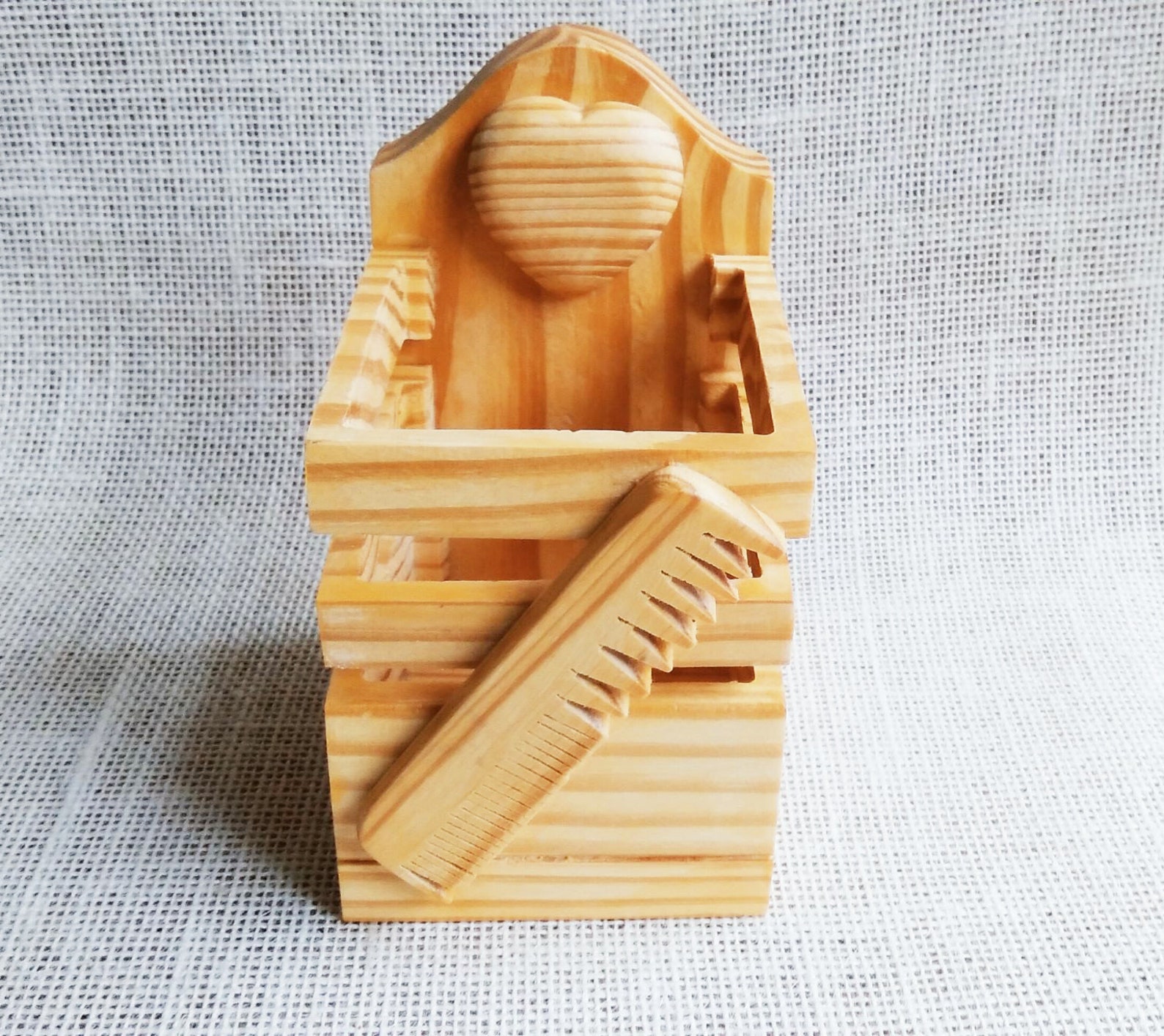 Hair brush comb holder décor desk organizer Makeup holder box Etsy