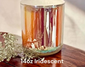 IRIDESCENT Glass Candle | Blue - Silver or Clay | 14oz Wax Fill | Double Wicked | Highly Scented Premium Fragrances!