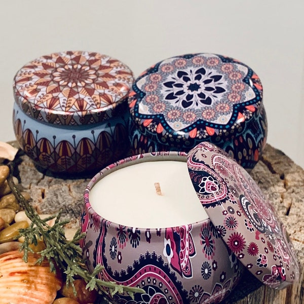 Bohemian TRAVEL TIN | 5oz Wax Filled Candle | Many Premium Fragrances!