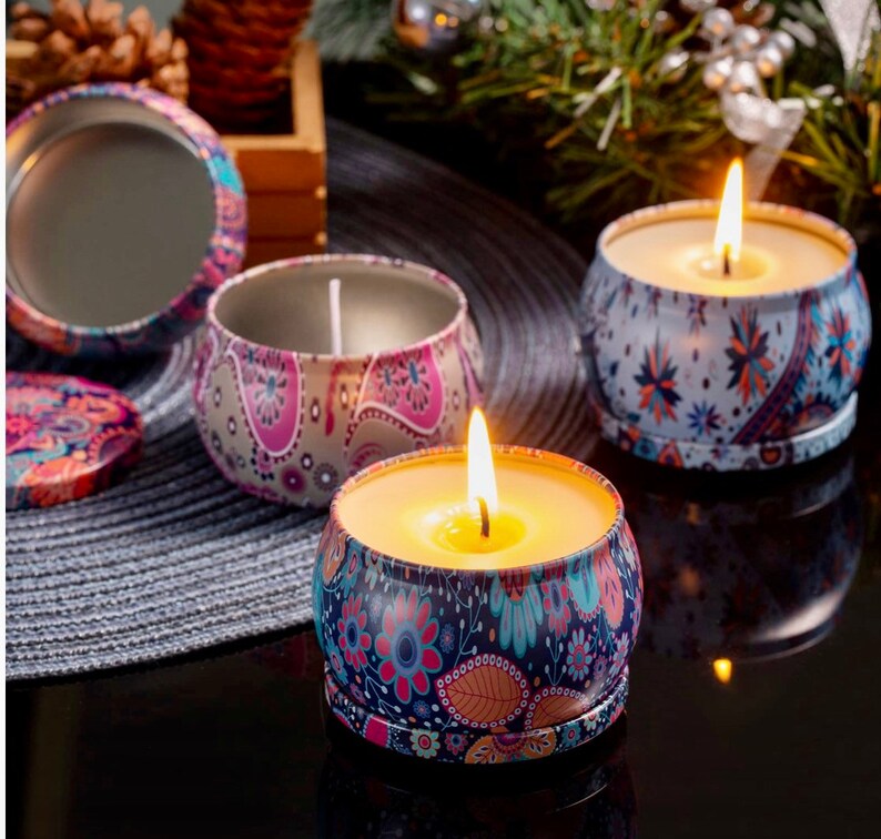 4 PACK SAMPLER Tin Candles 2.5 Ounce Wax Fill each Etsy