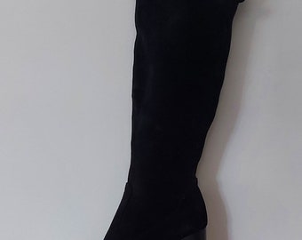 Women genuine suede leather fall winter over knee boots 49 cm height with your measurements in calf, wide fit, tailored made