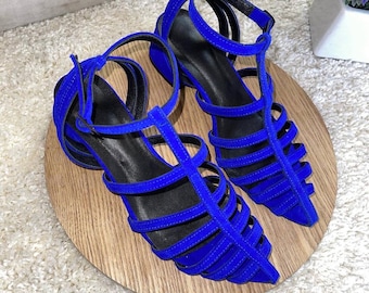 Leather Gladiator Sandals: Pointy Toe Strappy Summer Shoes
