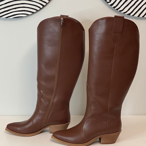 Wide Calf Cowgirl Boots Etsy