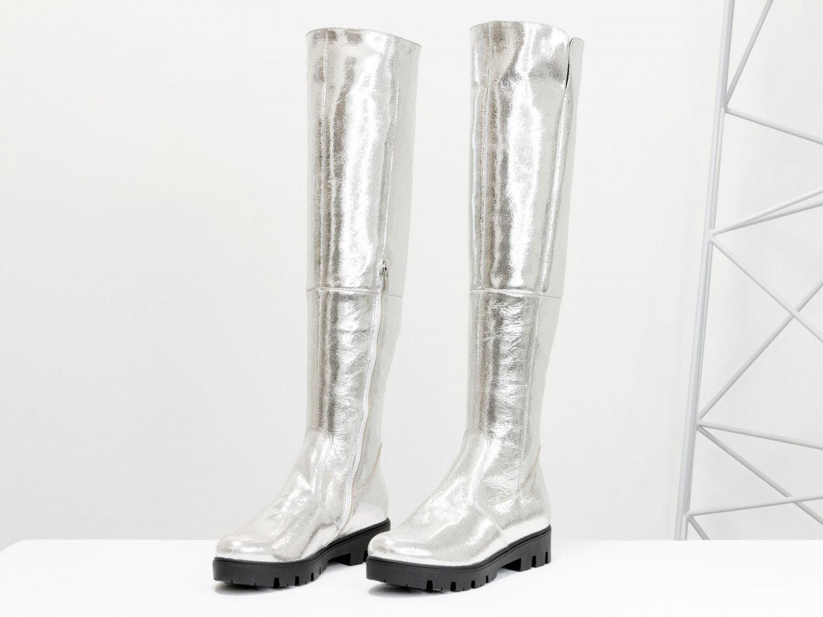 Woman genuine suede or leather over knee high boots flat over knee high boots costume made fit to wide calves with your measurements