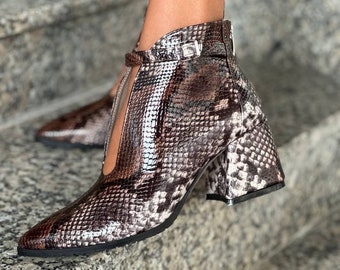 Ankle Strap Leather Booties: Low Heel Shoes, Any Color