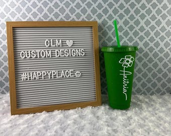 Personalized Cups with Straws