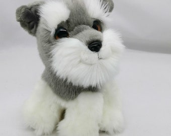Realistic Gray Schnauzer Plush Toys for Children Simulated Dogs Animals Doll