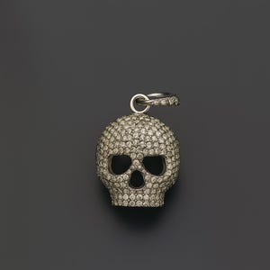 2.20Ct Rundschnitt Labor Erstellt Moissanite Herren Schädel Anhänger 14K Weißgold überzogene Hip Hop Gothic Halskette Statement Schmuck Geschenk