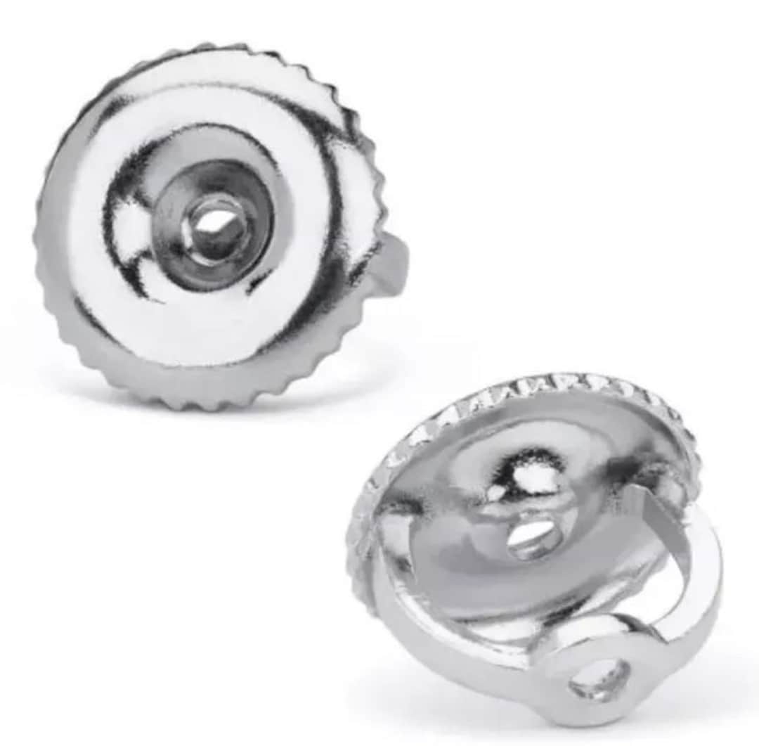 14KT Bianco Oro 6mm Spingere Su Orecchini Ricambio Farfalla - Foto 10