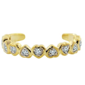14K Vergoldete Sterlingsilber Zehenring Rundschliff Zirkonia Mehrere Herzen Liebe einstellbar Zehenring